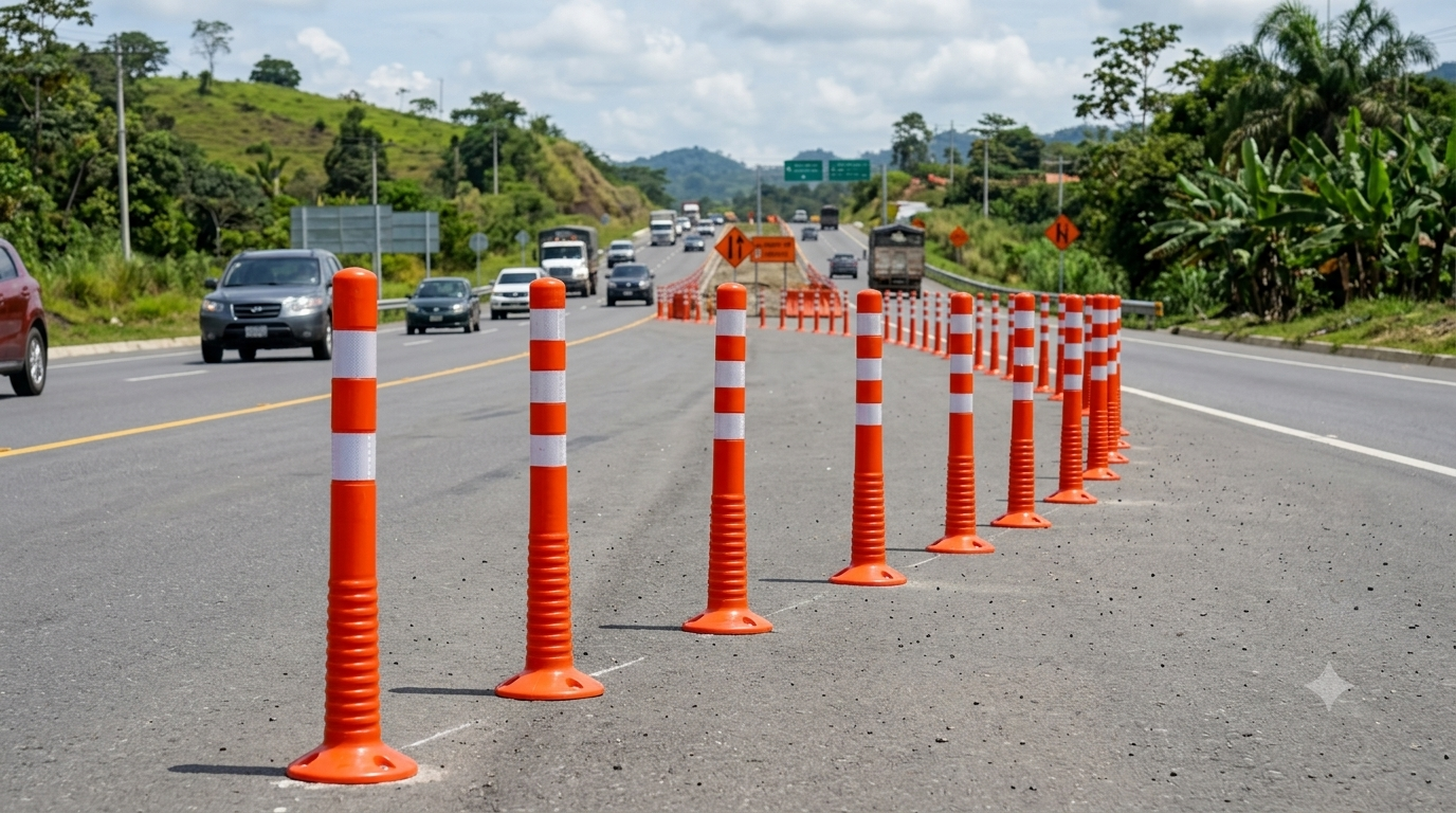 Delineadores viales para canalización del tránsito